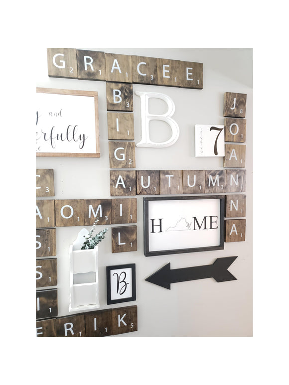 Farmhouse Wood Wall Décor 7.5X7.5 Scrabble Tile - The PICKED Unlimited